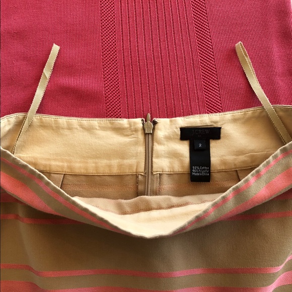J CREW Factory Tan & Coral Striped Pencil Skirt - Picture 6 of 11